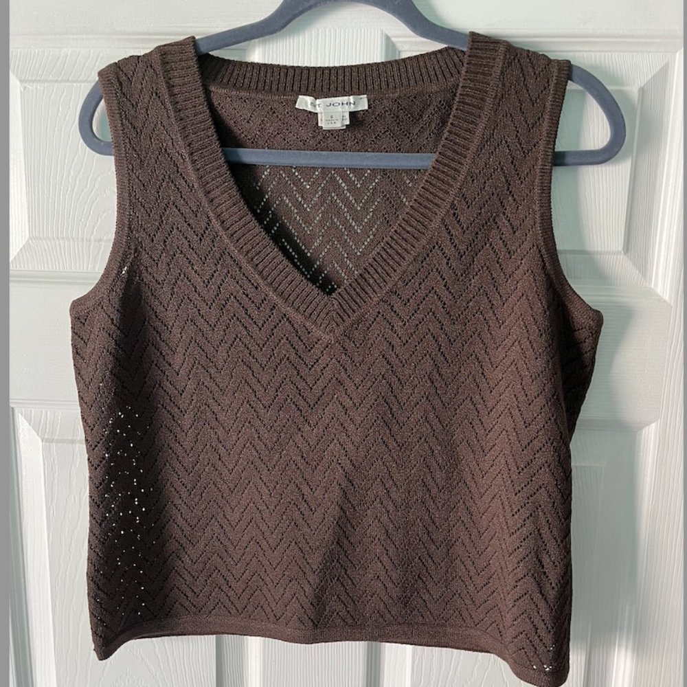 St Johns Brown Wool/Rayon Knit Sleeveless Tank
